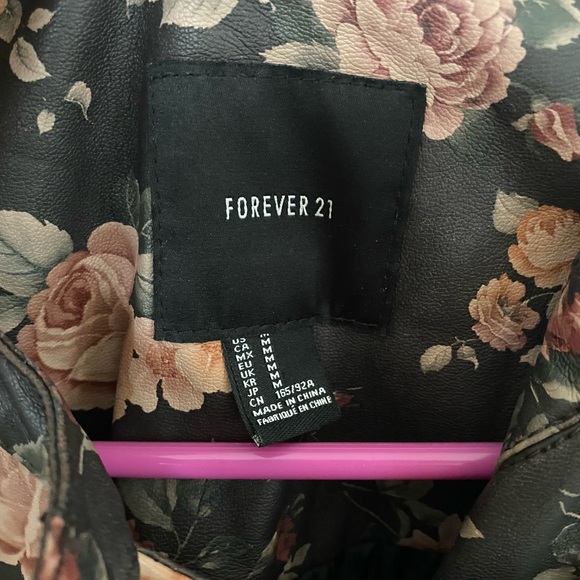 Forever 21 Floral Faux Leather Jacket - Picture 3 of 4
